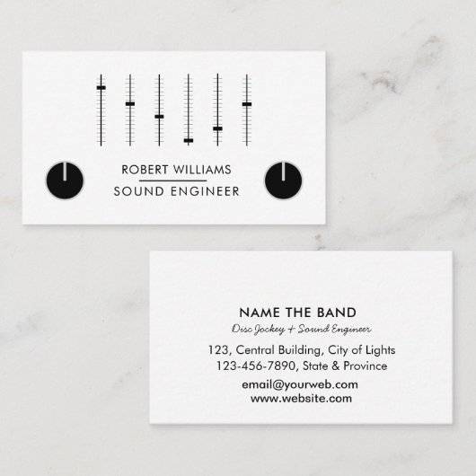 プロフェッショナルサウンドエンジニアミュージックDJオーディオコントロール 名刺 (正面/裏面)