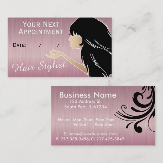 プロフェッショナルサロンスタイリストアポイントメントカード 予約カード (正面/裏面)