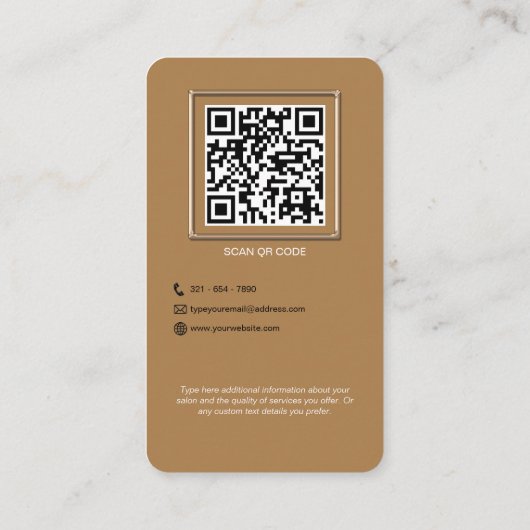 プロフェッショナルサロンタンブラウンベージュキュートインスタグラム 名刺 (裏面)