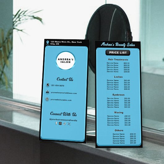 プロフェッショナルサロンロゴを追加キュートなサービス＆価格 ラックカード