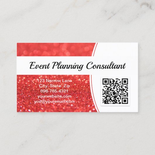 プロフェッショナルサンゴグリッターカスタムフォトQR 名刺 (裏面)