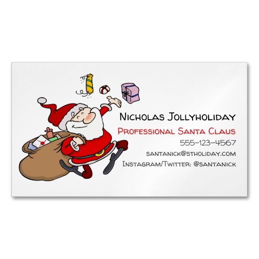 プロフェッショナルサンタクロースおもしろいインフォーマルマンガ マグネット名刺 (正面)
