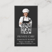 プロフェッショナルシェフミニマリストブラックタイポグラフィqr 名刺 (正面)