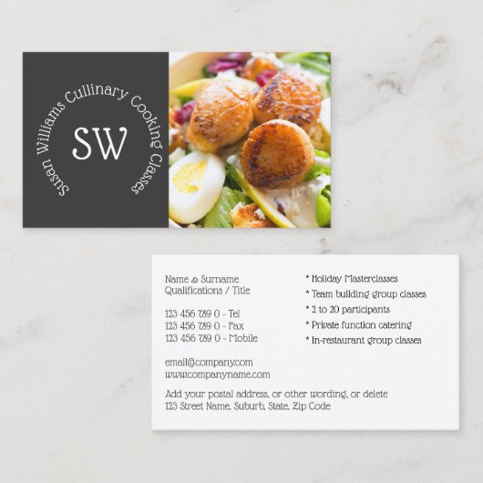 プロフェッショナルシェフ料理教室ケータリング写真 名刺 (正面/裏面)