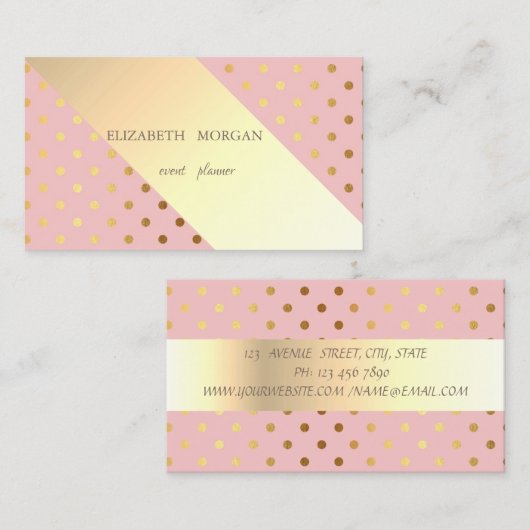 プロフェッショナルシエレガントック水玉模様,ストライプ 名刺 (正面/裏面)