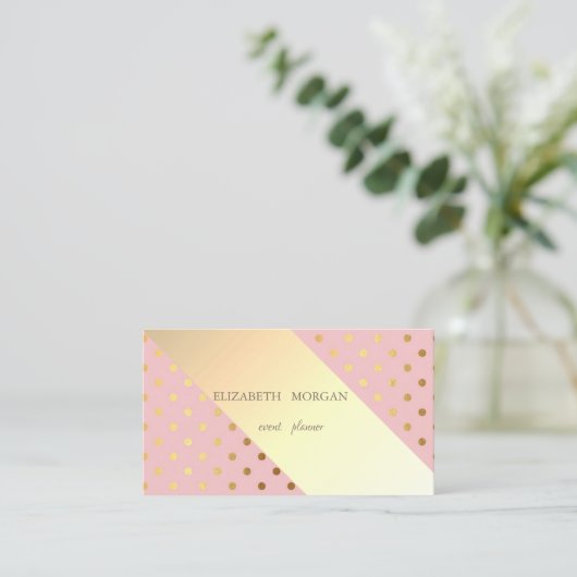 プロフェッショナルシエレガントック水玉模様,ストライプ 名刺 (スタンド正面)