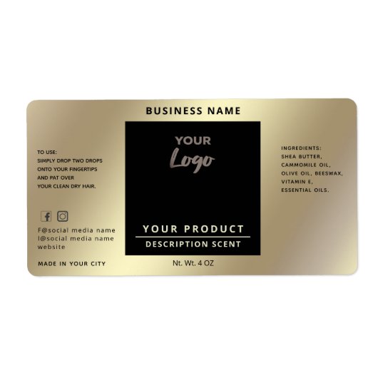 プロフェッショナルシシンプルック金ゴールド製品ラベル ラベル (正面)