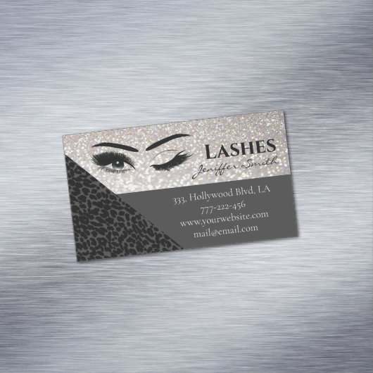 プロフェッショナルシックなヒョウのキラキラの化粧 マグネット名刺 (インサイチュ)