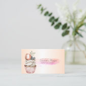 プロフェッショナルシックなブラシストロークカップケーキ 名刺 (スタンド正面)