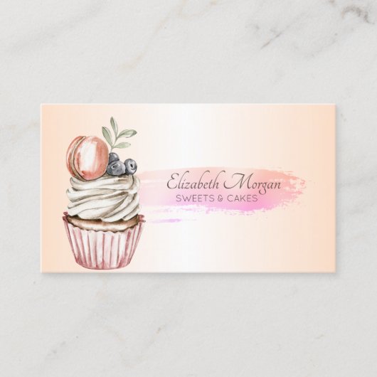 プロフェッショナルシックなブラシストロークカップケーキ 名刺 (正面)