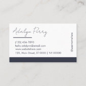 プロフェッショナルシックはっきりしたネイビーエレガントホワイトクリーン 名刺 (裏面)