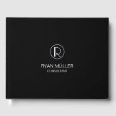 プロフェッショナルシックエレガントプレーンとモノグラム ゲストブック (正面)