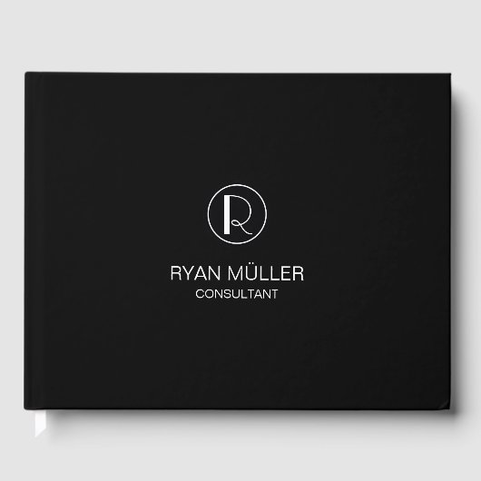 プロフェッショナルシックエレガントプレーンとモノグラム ゲストブック (正面)