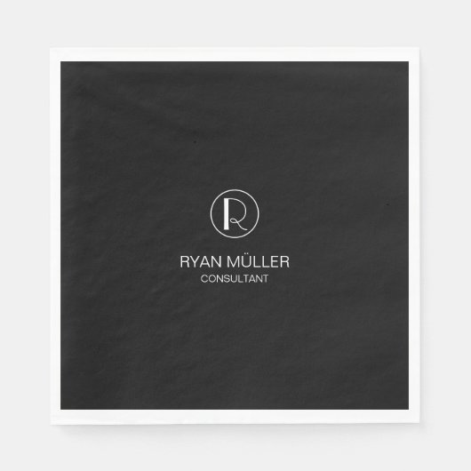 プロフェッショナルシックエレガントプレーンとモノグラム スタンダードランチョンナプキン (正面)