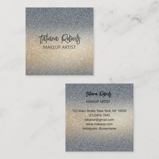 プロフェッショナルシックグリッターデザイモダンナーグラム スクエア名刺 (正面/裏面)