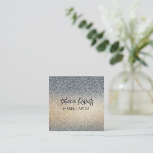 プロフェッショナルシックグリッターデザイモダンナーグラム スクエア名刺 (スタンド正面)