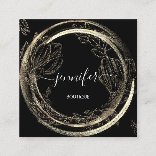 プロフェッショナルショップスパフレームフローラ白黒 スクエア名刺 (正面)