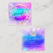 プロフェッショナルショップバラ金ゴールドホログラフピンクフローラ スクエア名刺 (正面/裏面)