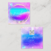 プロフェッショナルショップバラ金ゴールドホログラフブルーピンク スクエア名刺 (正面/裏面)
