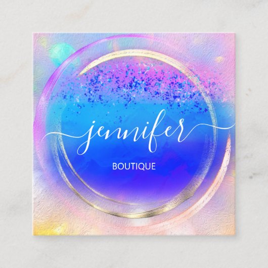 プロフェッショナルショップバラ金ゴールド自筆証筆証筆青色 スクエア名刺 (正面)