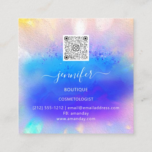 プロフェッショナルショップバラ金ゴールド自筆証筆証筆青色 スクエア名刺 (裏面)