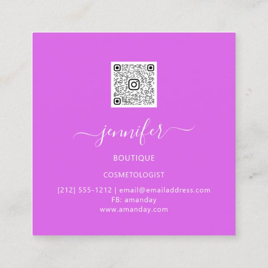 プロフェッショナルショップ金ゴールドピンクフローラQRコードロゴ スクエア名刺 (裏面)
