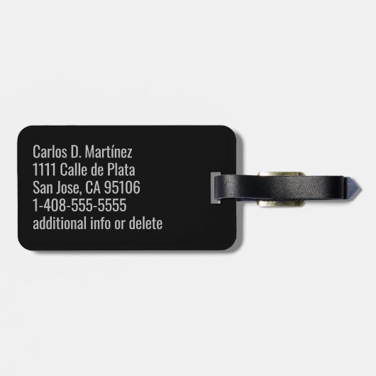 プロフェッショナルシルバモノグラムのングラッジバッグラベル ラゲッジタグ (裏面横)