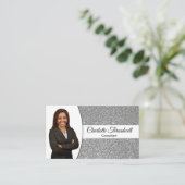 プロフェッショナルシルバーグリッターカスタムフォトQRコード 名刺 (スタンド正面)