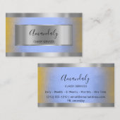 プロフェッショナルシルバーグレイエレガントフレームブルーマー 名刺 (正面/裏面)