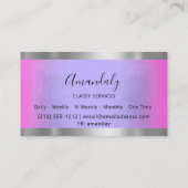 プロフェッショナルシルバーグレイ枠エレガントピンクブルー 名刺 (裏面)