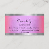 プロフェッショナルシルバーグレイ枠エレガントピンクプル 名刺 (裏面)