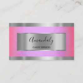 プロフェッショナルシルバーグレイ枠エレガントピンクプル 名刺