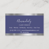 プロフェッショナルシルバーグレイ枠エレガント海軍 名刺 (裏面)