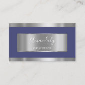 プロフェッショナルシルバーグレイ枠エレガント海軍 名刺 (正面)