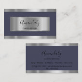 プロフェッショナルシルバーグレイ枠エレガント海軍 名刺 (正面/裏面)