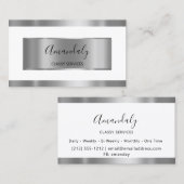 プロフェッショナルシルバーグレイ枠エレガント白 名刺 (正面/裏面)