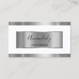 プロフェッショナルシルバーグレイ枠エレガント白 名刺