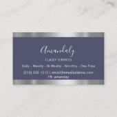 プロフェッショナルシルバーグレーフレームスモーキーブルー 名刺 (裏面)