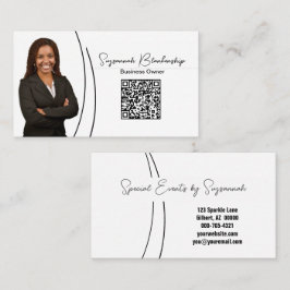 プロフェッショナルシルバーフェイクグリッター写真QR 名刺