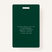 プロフェッショナルシンプルの緑の従業員オフィスの写真ID バッジ (裏面)