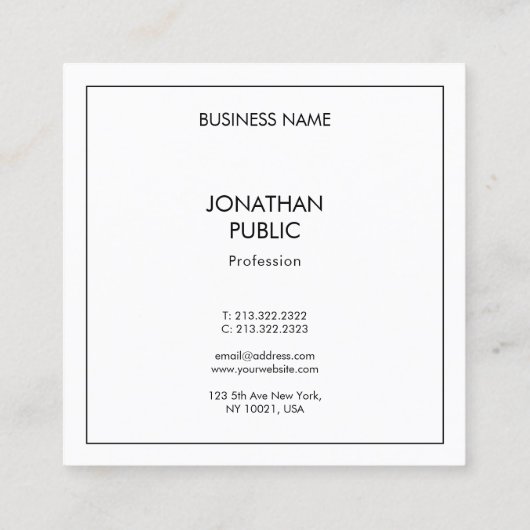 プロフェッショナルシンプルエレガントテンプレートモダン スクエア名刺 (裏面)