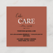 プロフェッショナルシンプルオレンジテラコッタケーキ気に スクエア名刺 (裏面)