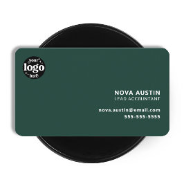プロフェッショナルシンプルグリーンミニマルデザインロゴ付き 名刺