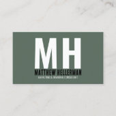 プロフェッショナルシンプルグリーンモノグラム 名刺 (正面)