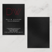 プロフェッショナルシンプルシックモノグラムレッドブラックグレー 名刺 (正面/裏面)