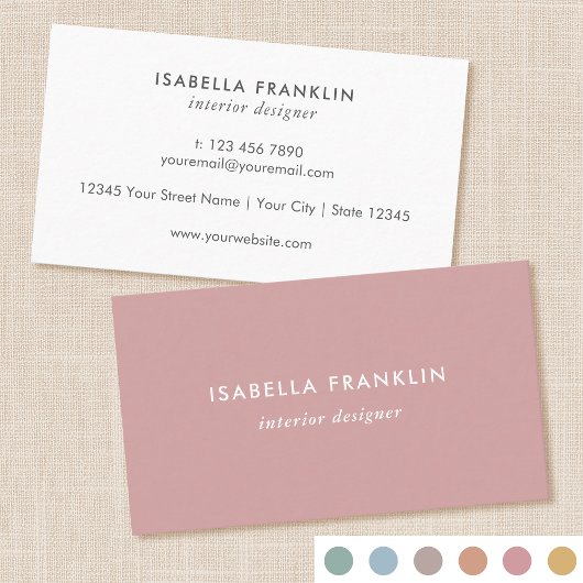 プロフェッショナルシンプルチックミニマリストダスティピンク 名刺