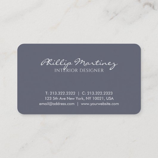 プロフェッショナルシンプルティール（緑がかった色）ブルー 名刺 (裏面)