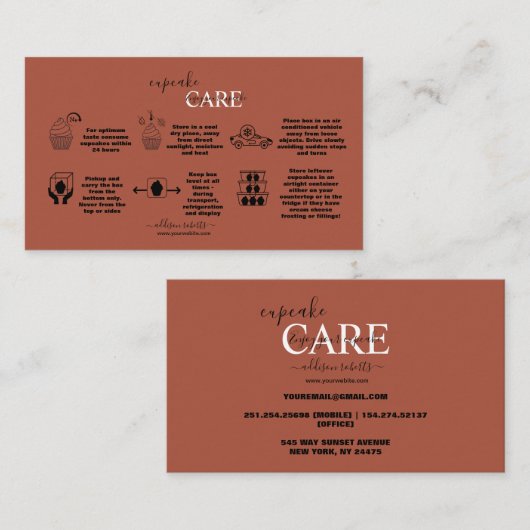 プロフェッショナルシンプルテラコッタカップケ気にーキ 名刺 (正面/裏面)