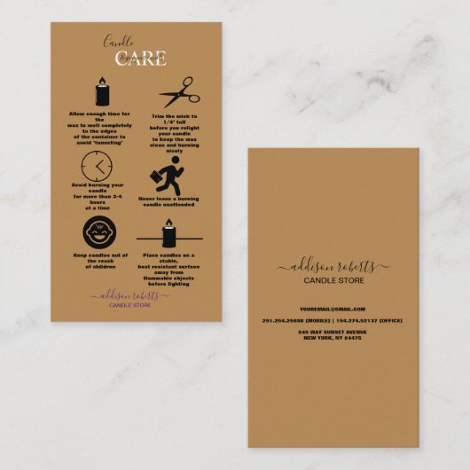 プロフェッショナルシンプルテラコッタボホキャンドル気に 名刺 (正面/裏面)