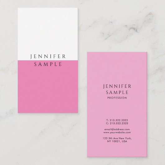 プロフェッショナルシンプルテンプレートエレガントホットピンク 名刺 (正面/裏面)
